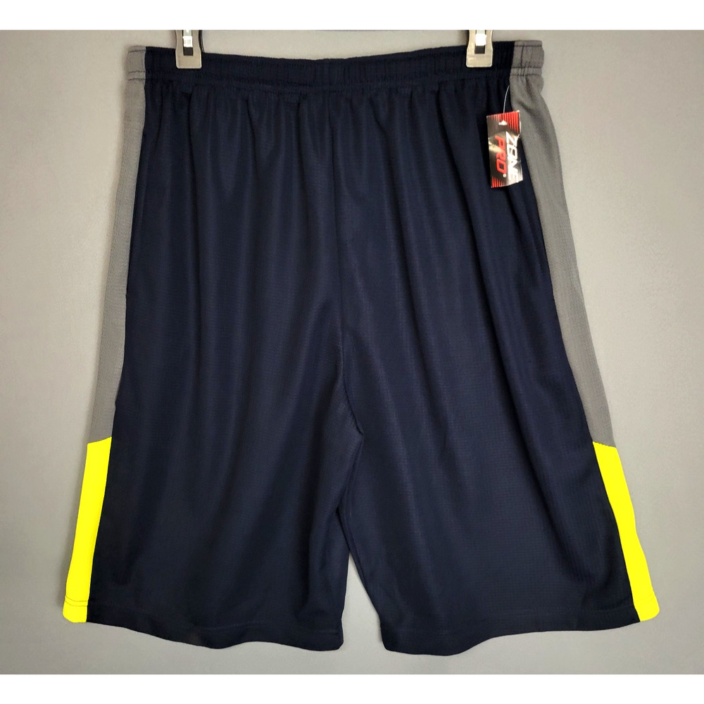 Zone Pro Athletic Shorts Mens XL Blue Gray Yellow Colorblock Mesh Drawstring New